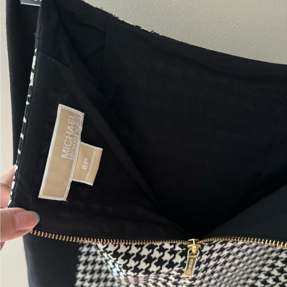 MICHAEL Michael Kors Houndstooth Black/White Straight Pencil Skirt Size 6 Petite - Picture 5 of 7